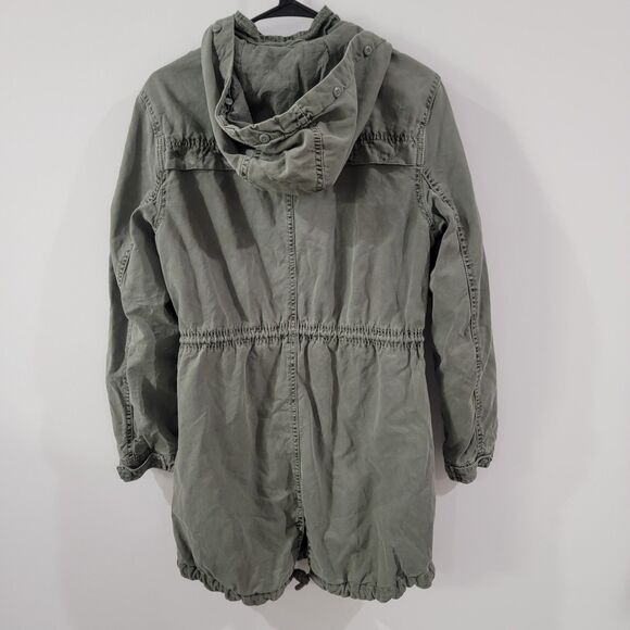 Y2K American Eagle Womens Jacket Size Xs Green Military Hooded - Picture 2 of 7